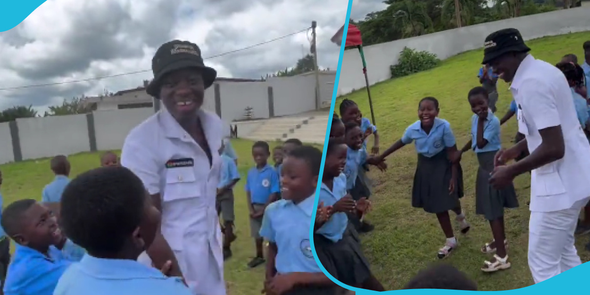 Michael Blackson returns to his school in Ghana, plays with kids on the bare floor