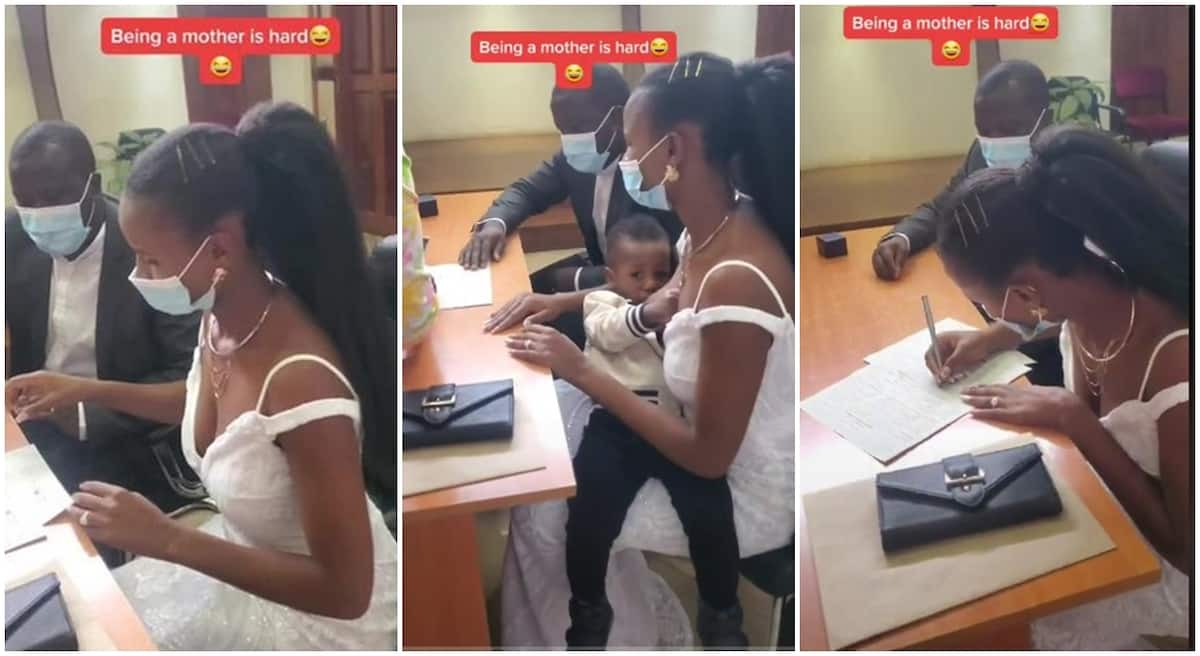 Photos of Mercy Tom, her husband and baby who he breastfed during her wedding.