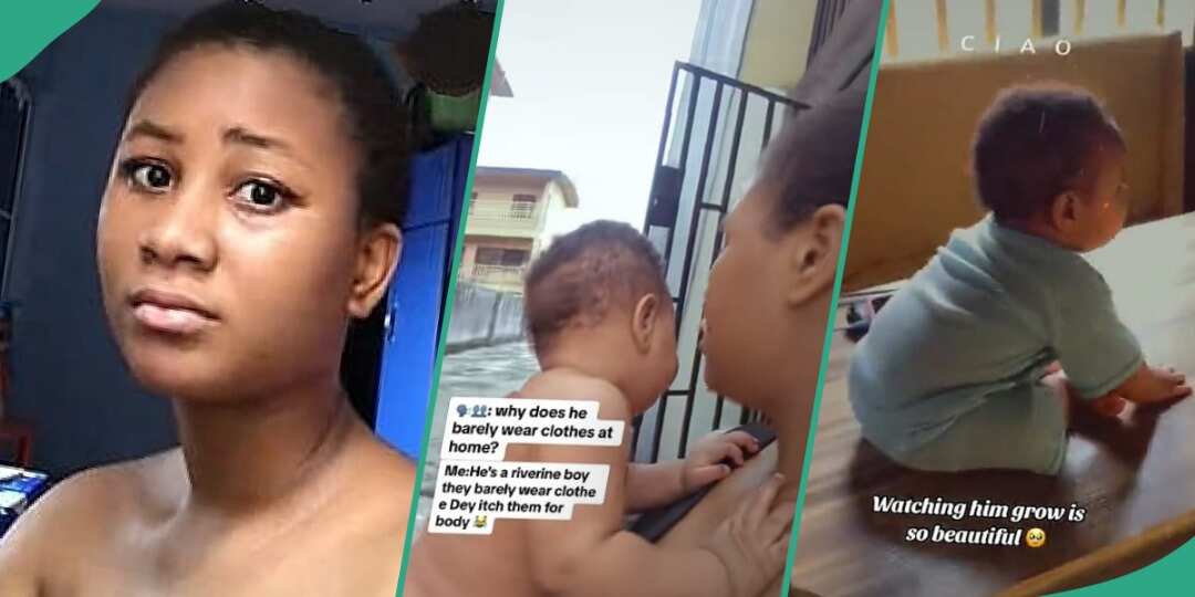 Lady explains why son barely wears clothes, she says he son is a riverine boy video goes viral online