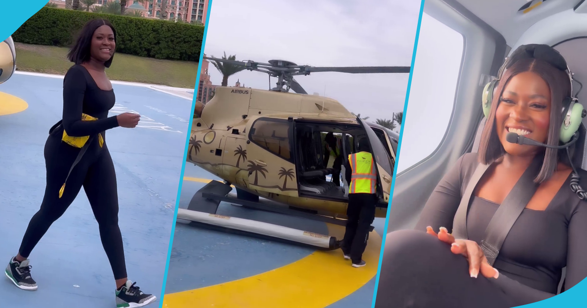 Fella Makafui on a private helicopter ride in Dubai, video gets many admiring her luxury lifestyle