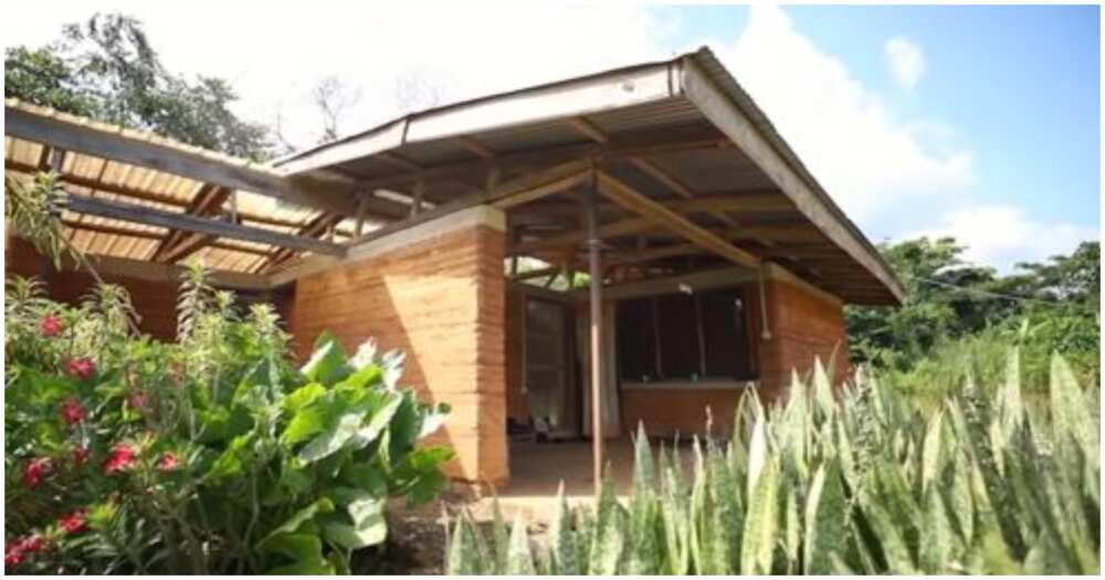 A beautiful home made with rammed earth material