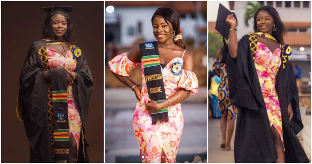 Lady graduates with first-class from Legon.