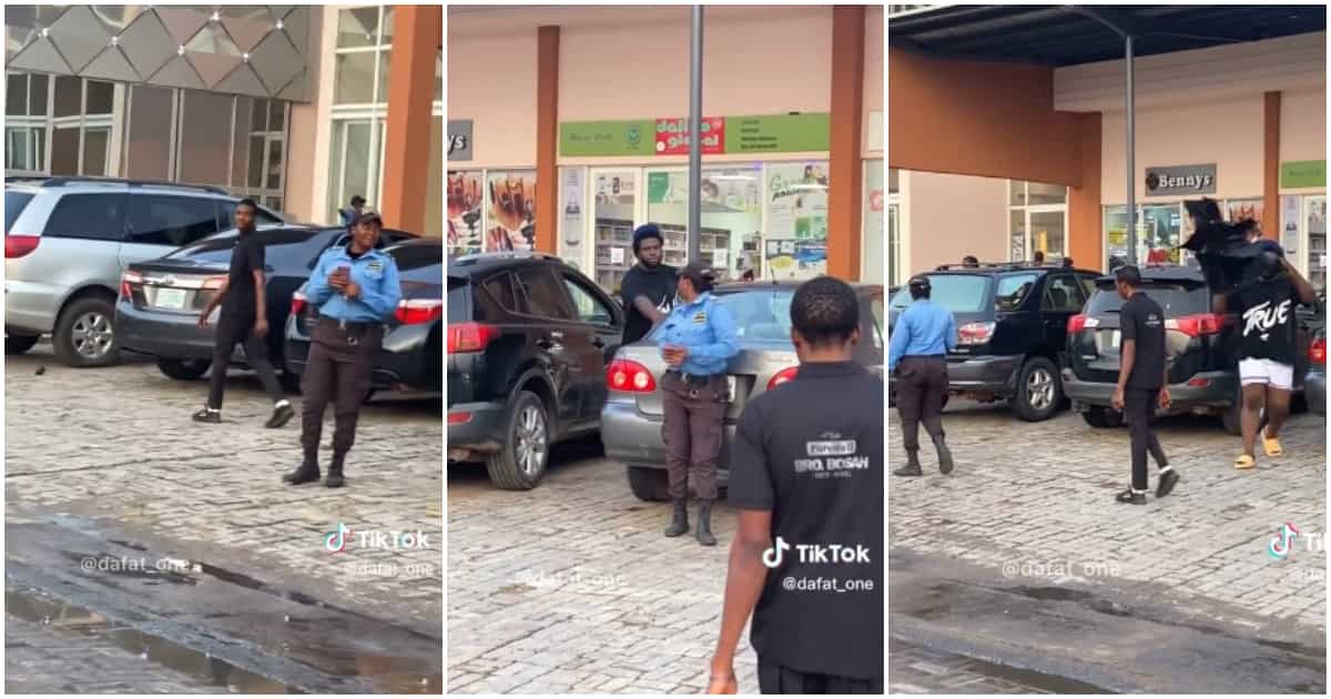 Funny video shows moment Nigerian man took off his shorts at a mall, confuses security woman on duty