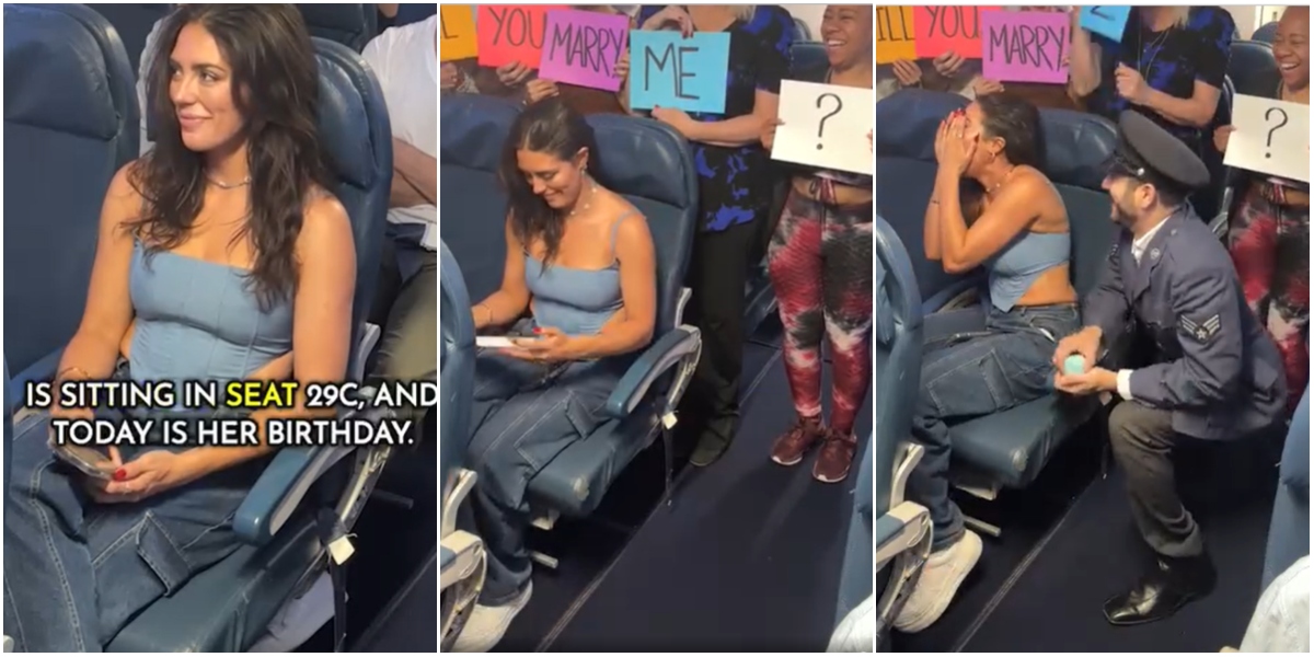 Pilot proposes to wife in plane