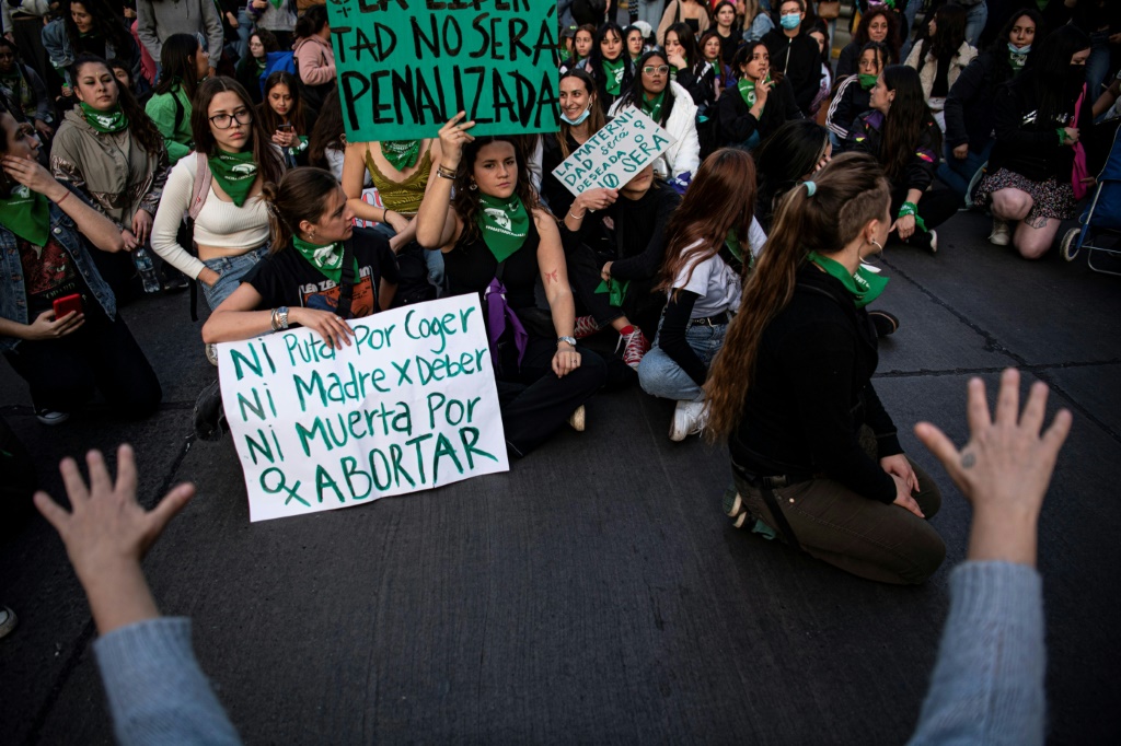 People protest for legalized abortion during International Safe Abortion Day Santiago on September 28, 2022