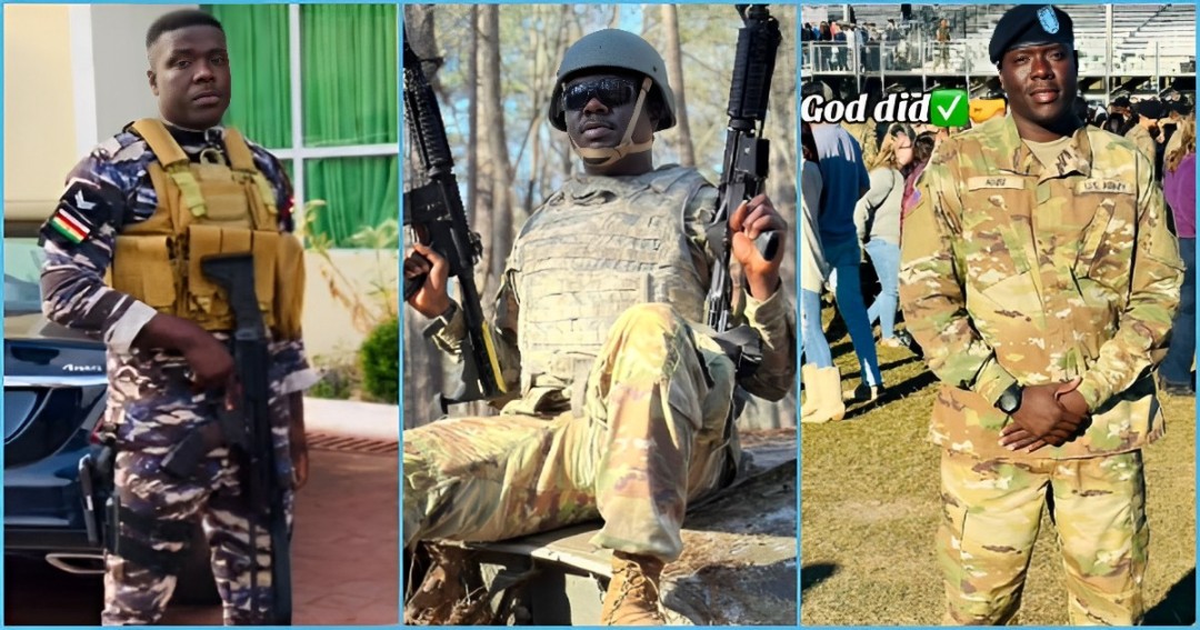 Ghanaian police officer joins US army after moving abroad, netizens react
