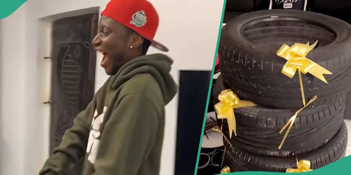 Man gets 4 tyres, black shiny shoes and packaged shorts as he marks his birthday