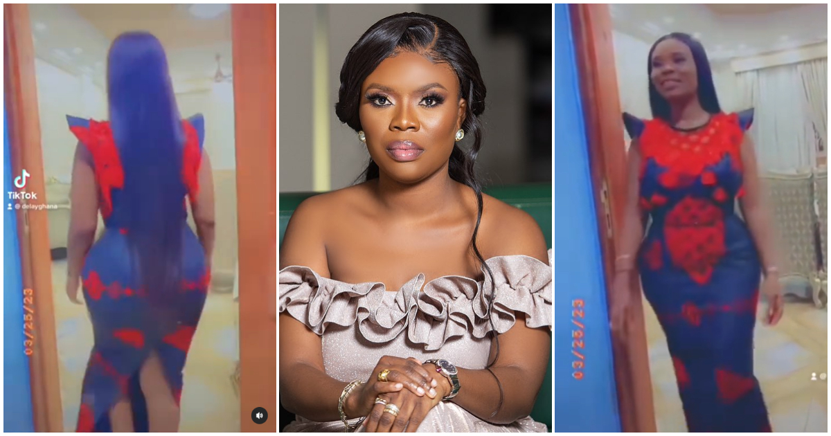 Delay brags about having a huge bum, flaunts it in video as she slays in traditional Ghanaian funeral cloth
