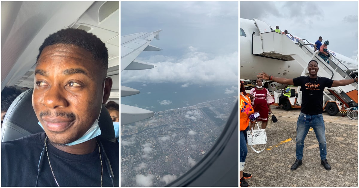 Chukwuma Ezeh, HappiVibe, finally boards aeroplane, breaks jinx