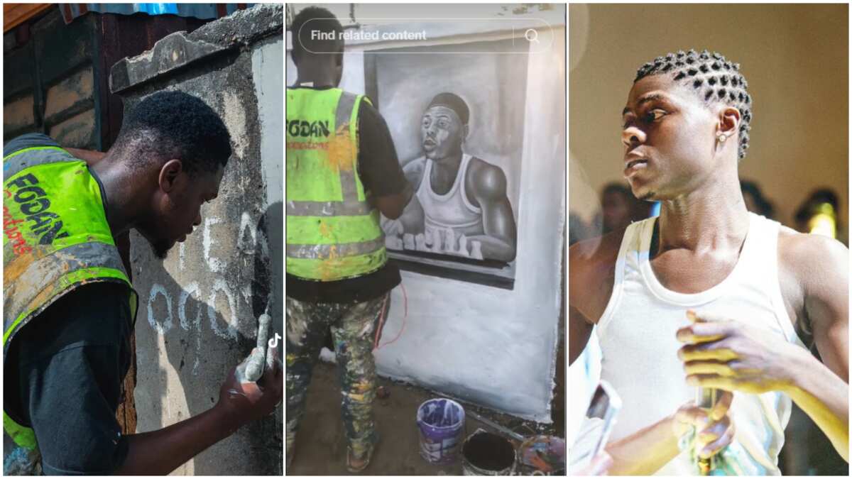Nigerian man paints Mohbad's photo on street wall, honours KPK singer with his talent
