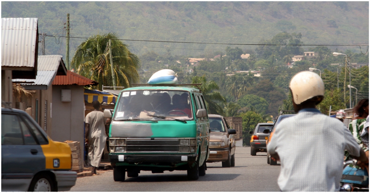 Photo of trotro travelling by road in Ghana