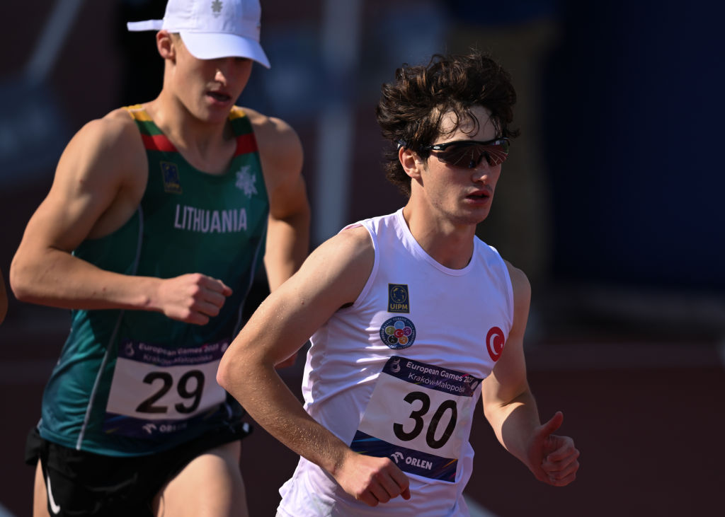 A group of athletes competing in a running event.