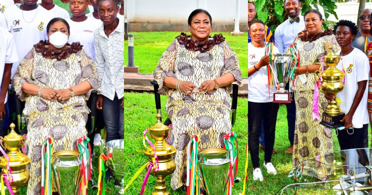 WAFU Champions Hasaacas Ladies presents trophies to first lady Rebecca Akufo-Addo