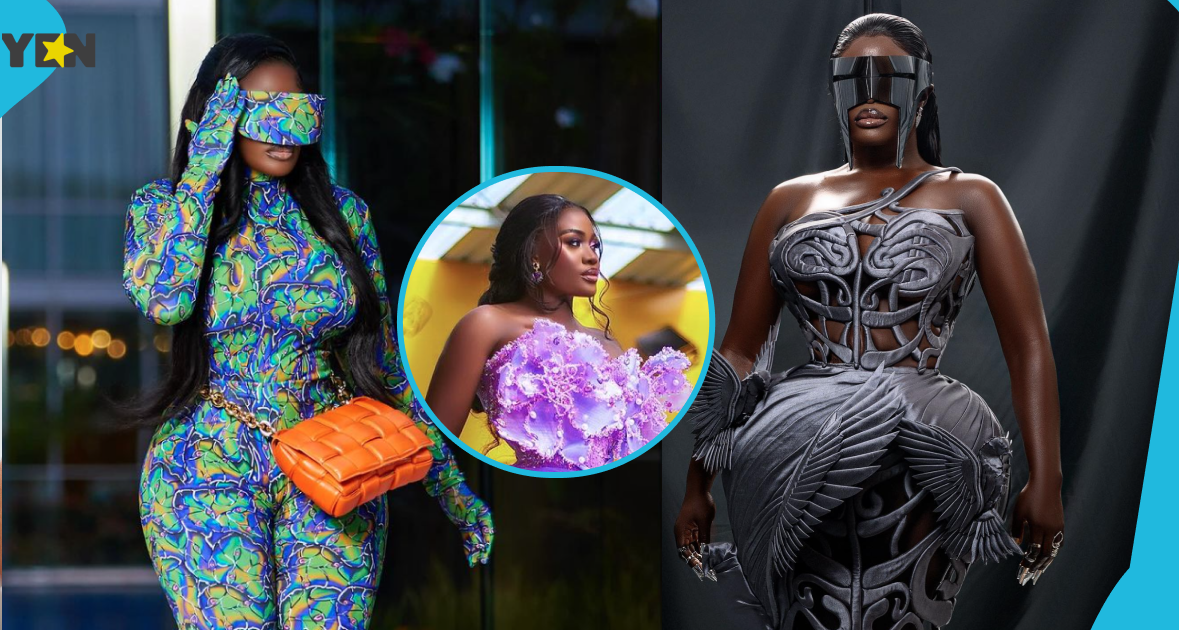 Nana Akua Addo goes global as she flaunts her voluptuous figure in an classy ombre kente gown