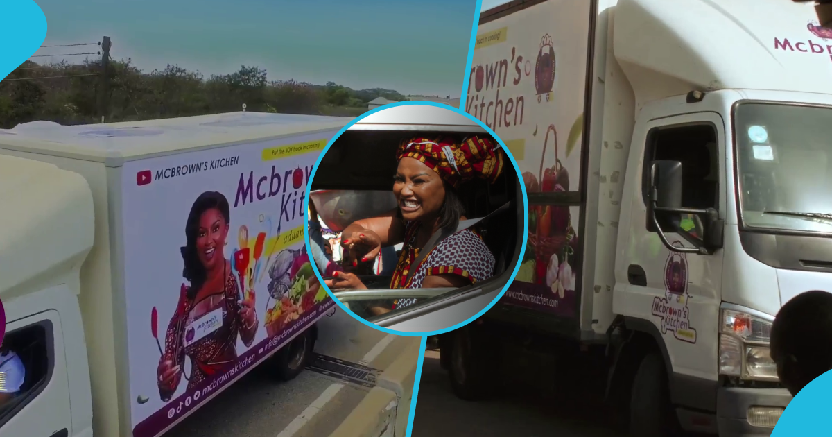 Nana Ama Mcbrown drives McBrown's Kitchen branded truck around town, many in awe of her hardwork