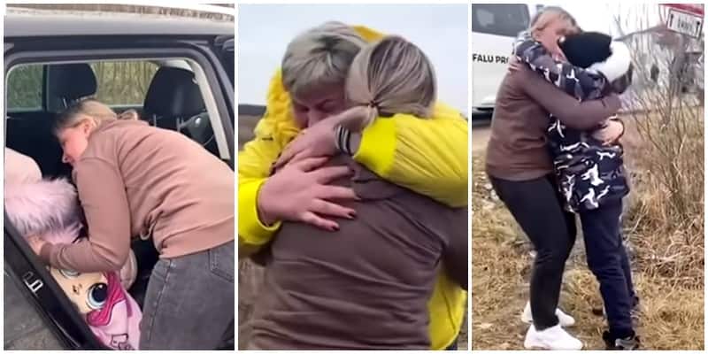 Ukrainian mum reunites with her children at the border after the Russian invasion