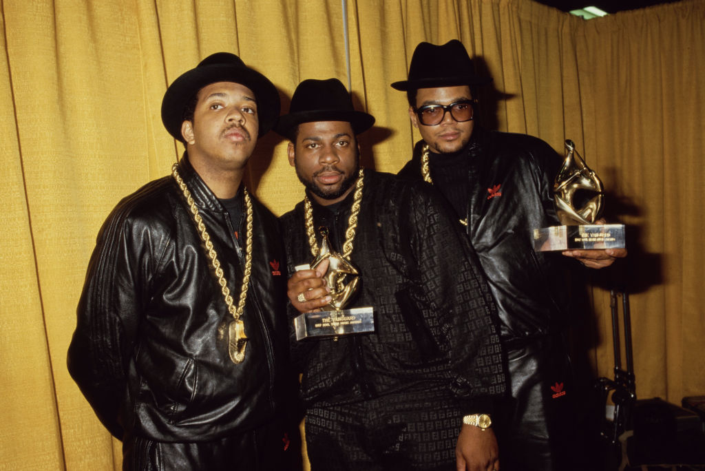Three members of Run-DMC at the 1987 Soul Train Music Awards.