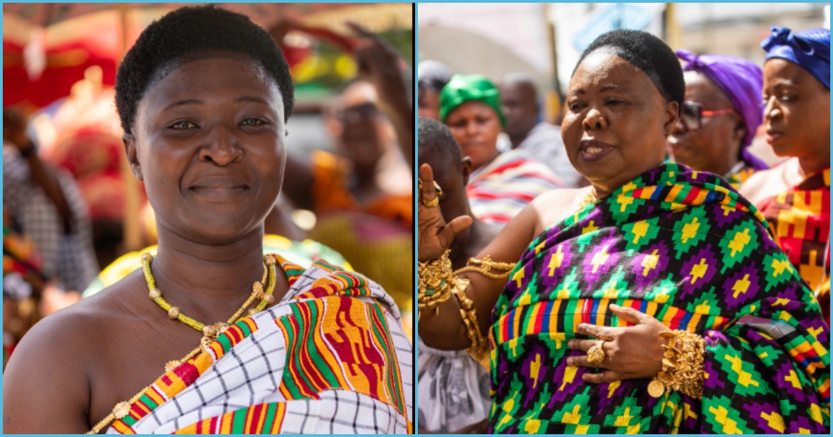 Pretty Ashanti aueen mothers wear expensive Kente, arrive at Otumfuo's durbar in style: "No make-up"