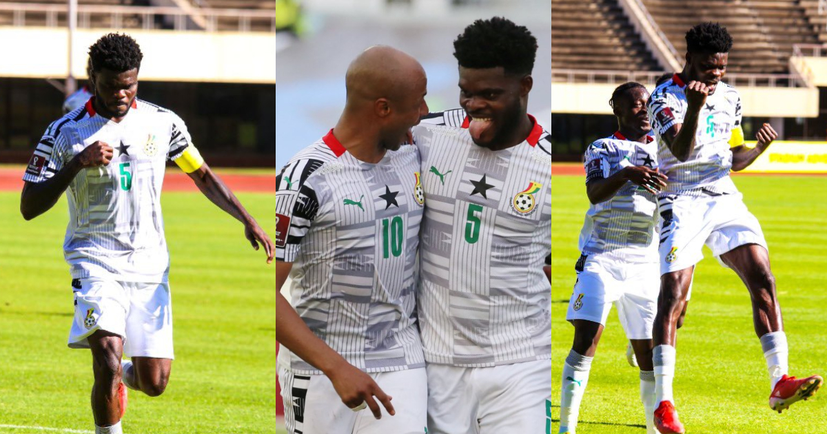 Thomas Partey celebrating his goal against Zimbabwe. SOURCE: Twitter/ @ghanafaofficial