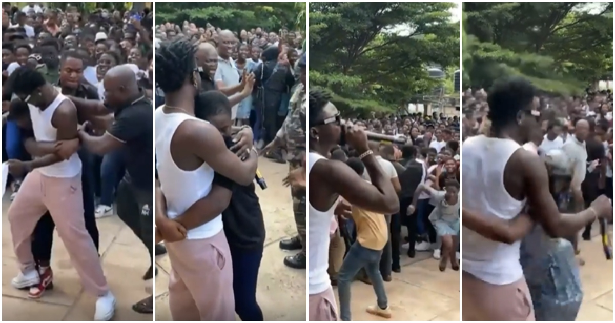 Ghanaian Musician Star Kuami Eugene Visits Wesley Girls; Students Go Gaga And Hug The Super Star Tightly