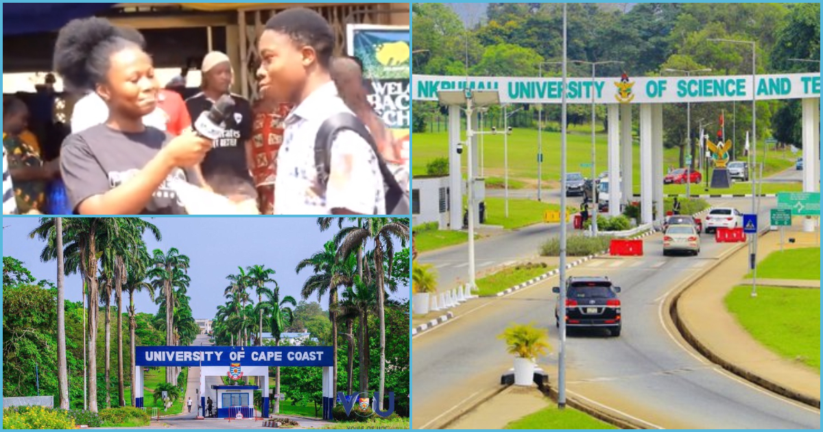 Photo of UCC student, UCC entrance and KNUST entrance