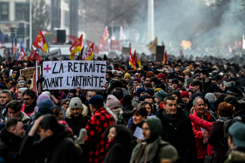 Over a million people turned out against pension reform in France on Thursday
