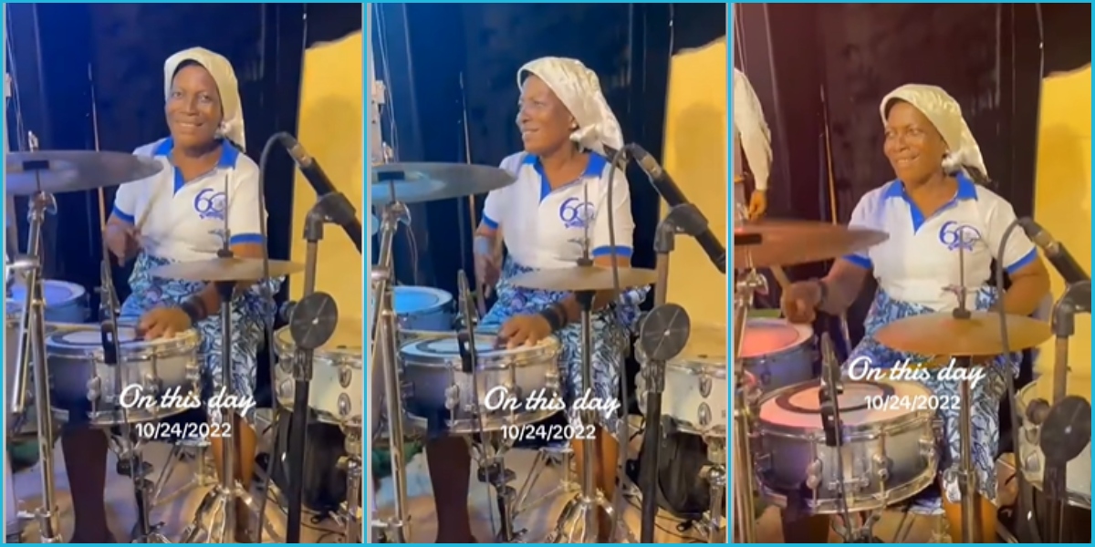 Video Of Elderly Ghanaian Woman Playing A Set Of Drums In Church Causes Stir Online