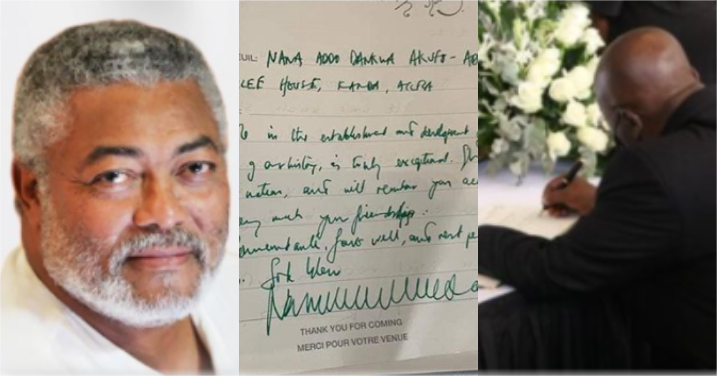 Handwriting: Akufo-Addo's message to late Rawlings in book of condolence revealed (Photo)