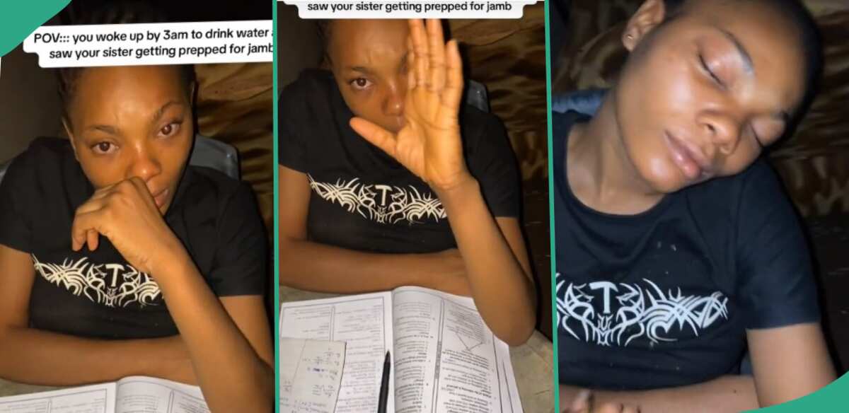 Man amused as he finds sister reading for JAMB exam at 3am