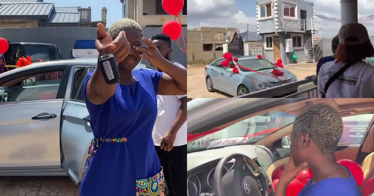 Tik Tok star Asantewaa's manager buys her a brand new car to stop her from using 'apotro' car again, video drops