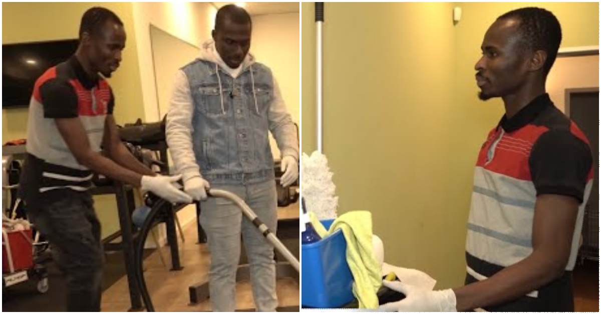 Photos of Prince a Ghanaian cleaner in Germany talking to ZionFelix
