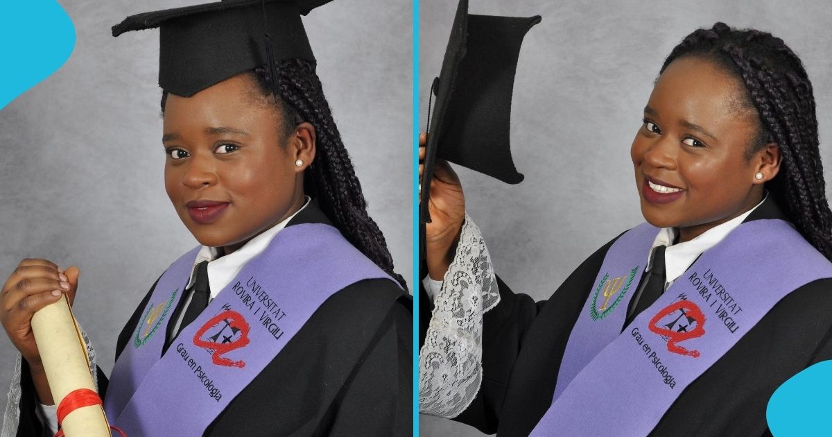 Lady celebrates becoming first Ghanaian psychologist in Spain: "Thank God"