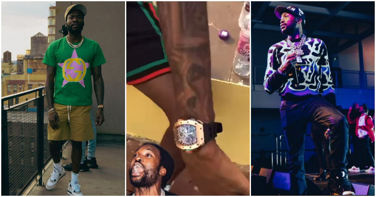 Meek Mill in Ghana: US rapper shows off luxury Richard Mille watch worth over $200k; video sparks reactions