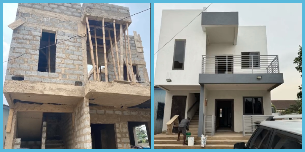 Ghanaian couple save to build house, share start-to-finish photos of the building: "Proud landlords"
