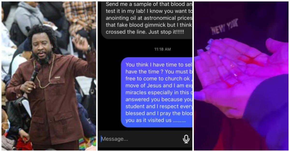 Sonnie Badu replied a fan who demanded sample of his miraculous oil that turned to blood