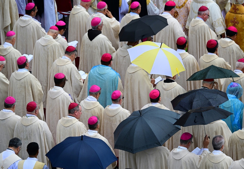 The crowd gathered in the rain to join the beatification mass of John Paul I