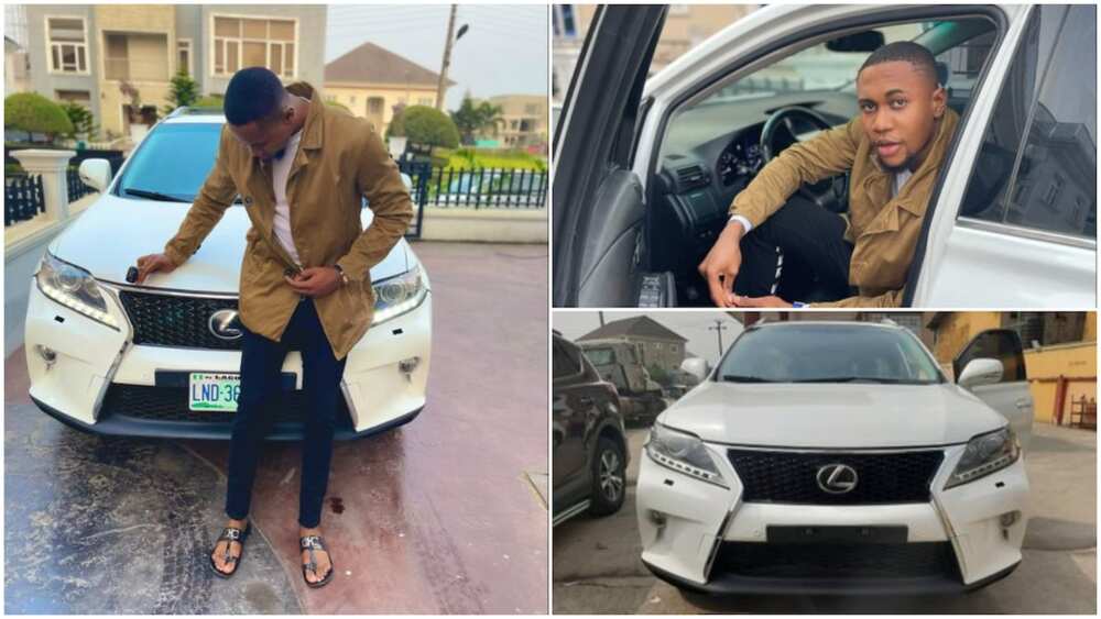 Young Nigerian man buys expensive car, calls it a little gift for himself