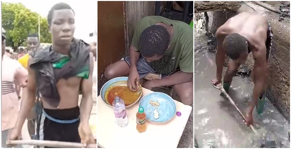 Nigerian Boy Cleaning Gutter in Ghana After Stealing