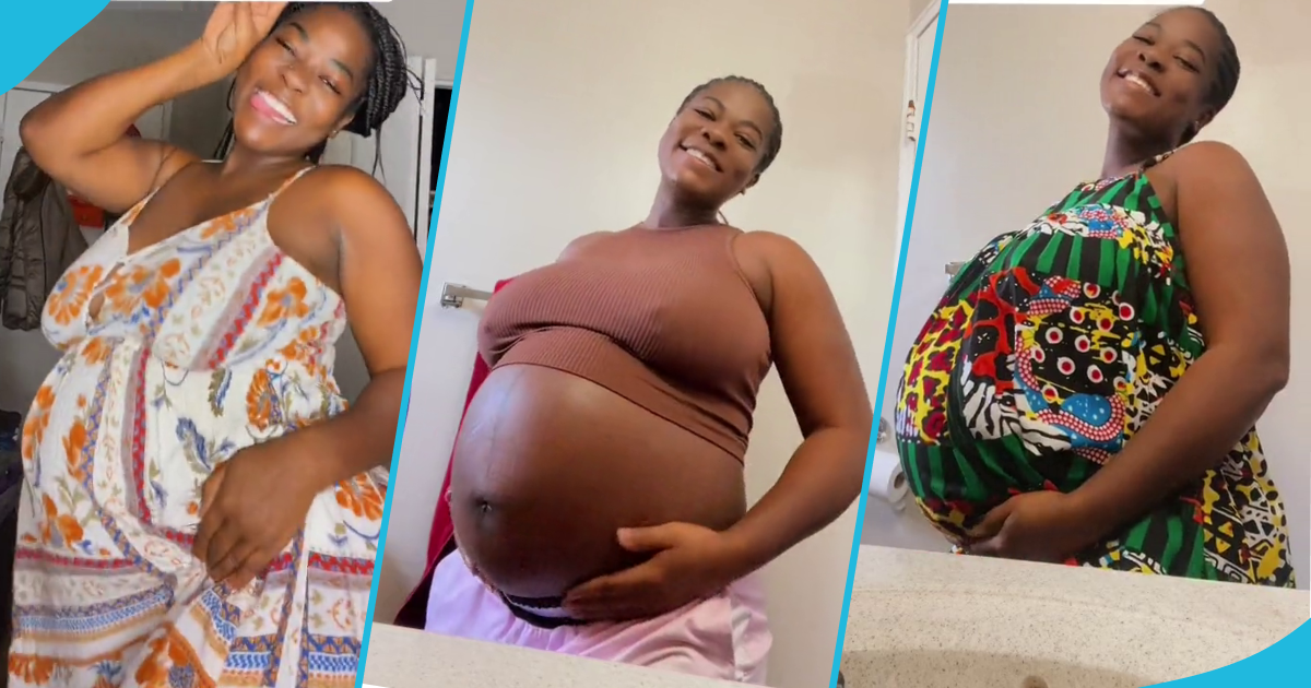 Asantewaa shows off her baby bump in different outfits, rubs her heavily pregnant belly in videos