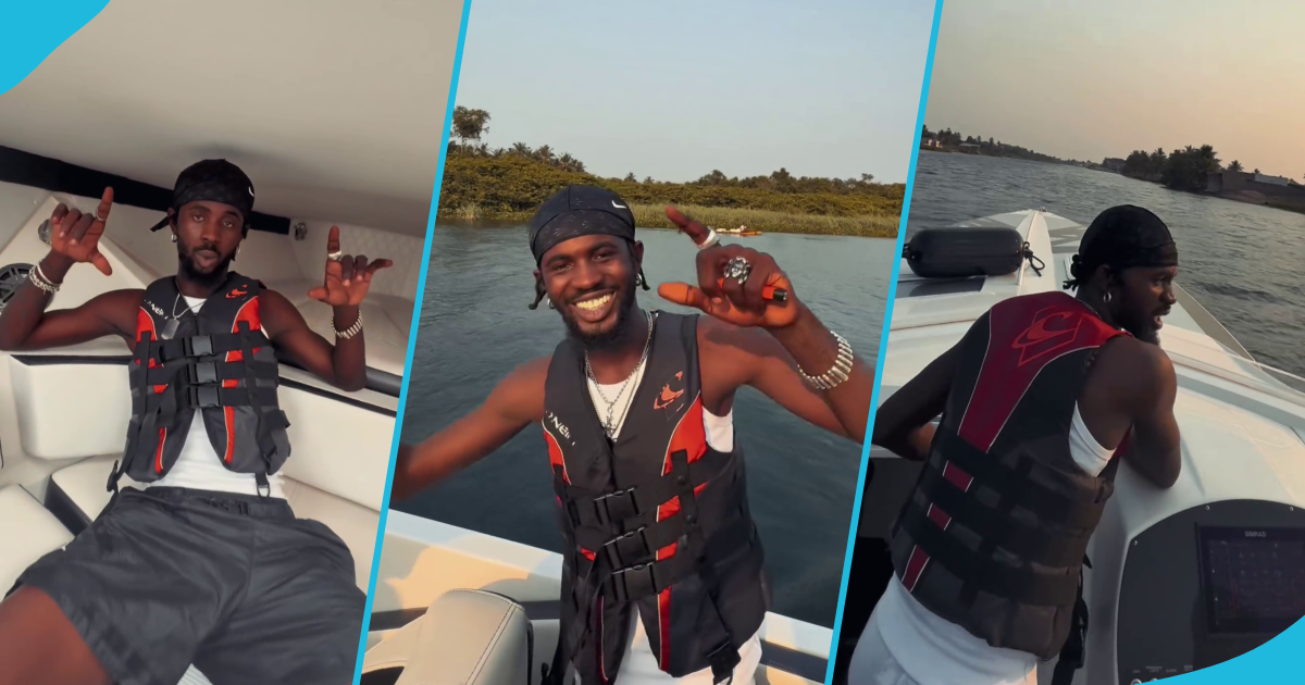 Black Sherif boat cruises with friends while jamming to his hit song January 9th in video