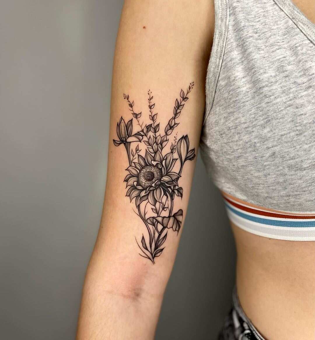 Non-stem Sunflower tattoo