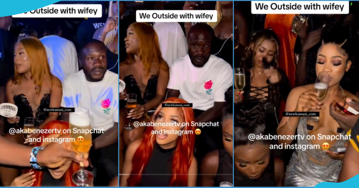 Ras Nene looks uncomfortable as he spends time in the club with Efia Odo