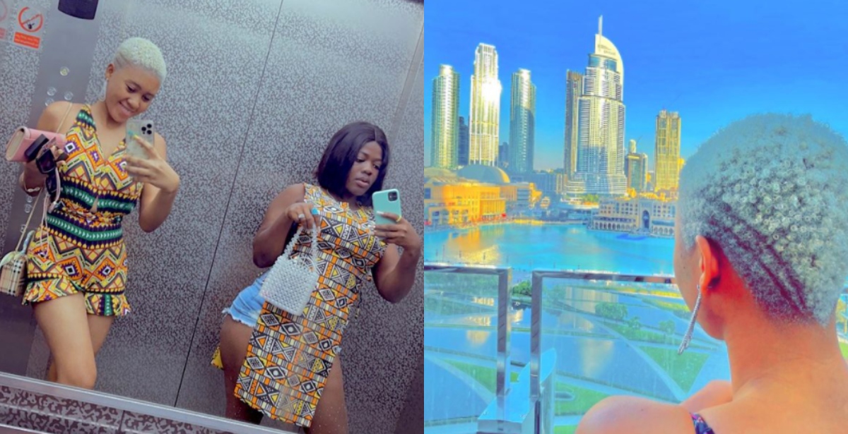 TikTok stars Jackline Mensah & Asantewaa chill out in Dubai; proudly display Ghanaian culture in photos