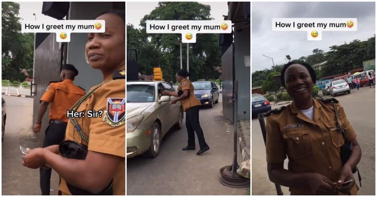 Proud man shows off his mum who works as a security woman at University of Ibadan, cute video melts hearts