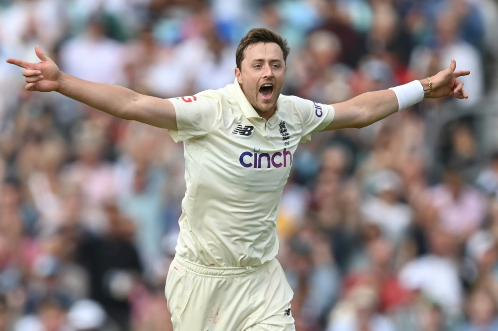 Ollie Robinson celebrating a Test wicket against India in September 2021