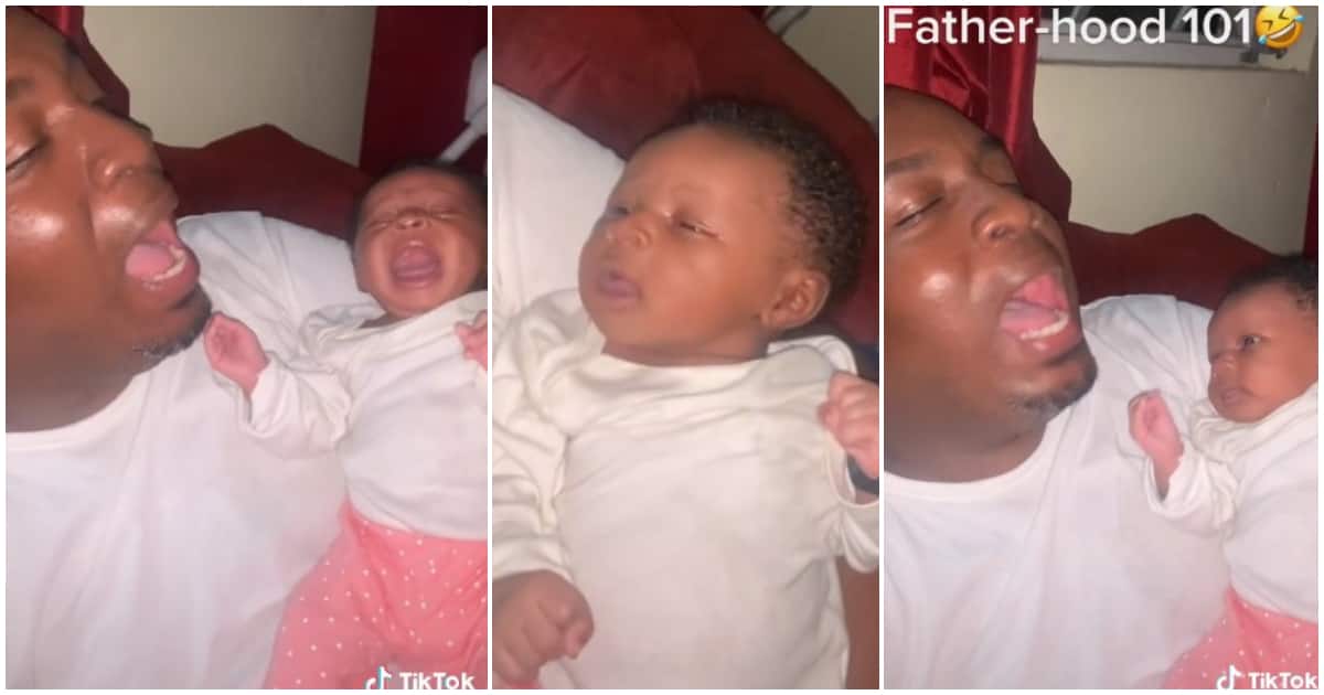 Wellington Roberts, man and his baby, baby crying, father joins baby in crying, funny father and kid videos