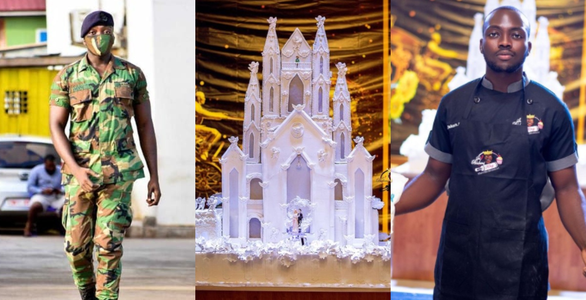 Soldier creates the biggest castle cake ever produced in Ghana