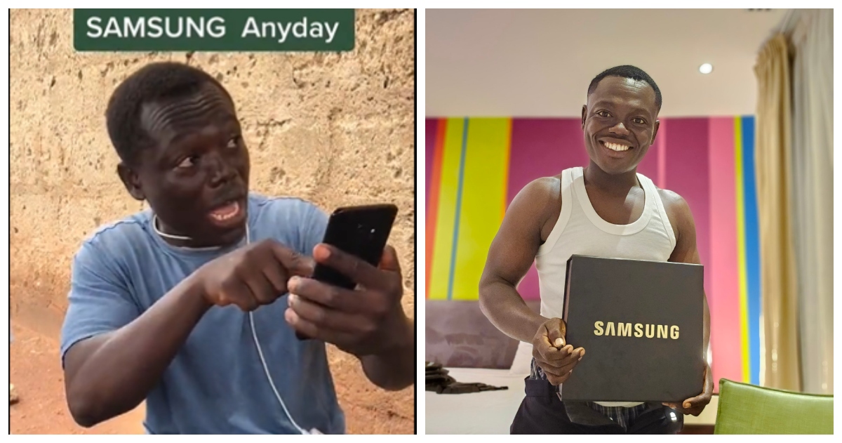 Samsung Ghana gifts Mr Sanjus a phone and money