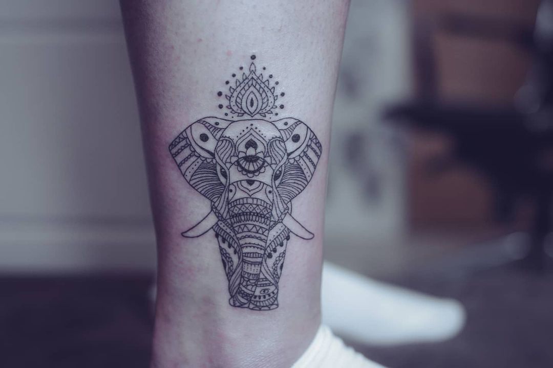 Asian Elephant Temporary Tattoo Sticker - OhMyTat