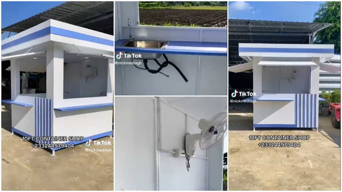 Man converts 10 feet container to shop, puts fan and tap, his creative video trends online